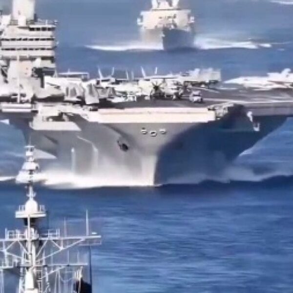 U.S. Navy ships at sea near the Middle East during a military deployment