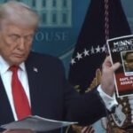 Crowd outside a church with protesters and reporters